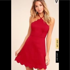 Red backless skater dress